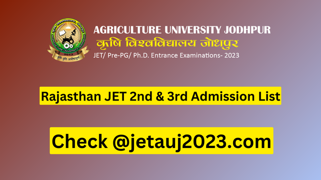 Rajasthan JET 2nd 3rd Admission List